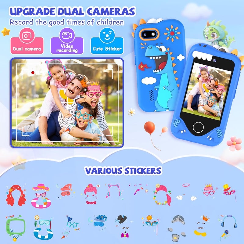 Yosfeng Kids Smart Phone for Girls Gifts - Toddler Christmas Birthday Gift for Age 3 4 5 6 Year Old, Kids Cell Phone Toy with Touchscreen, Dual Cameras, Learning, Kid Mp3 Player, Games with 32 GB Card - Image 4